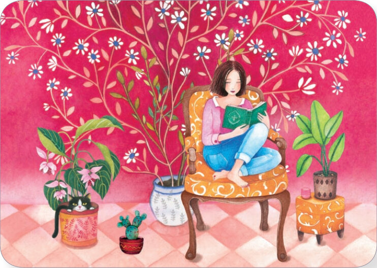C230 Mila ansichtkaart - boek lezen | Correspondances | Mano cards groothandel