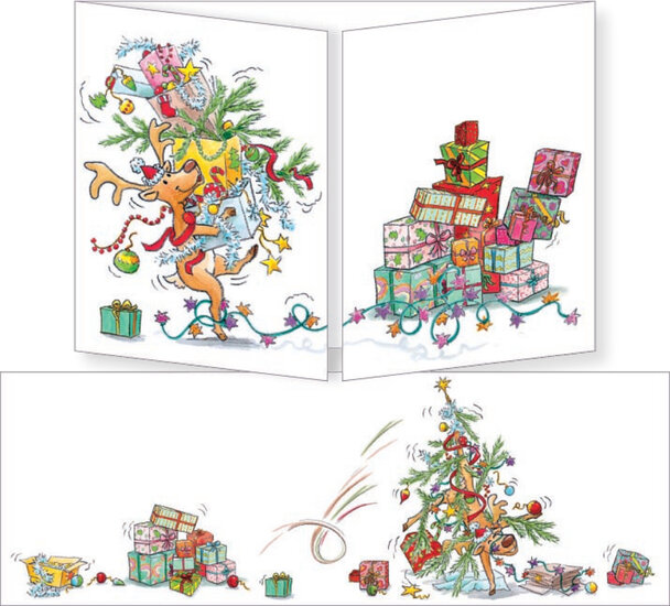 kerst CT159 Cache-Cache uitklapbare kerstkaart - rendier | Mano cards groothandel