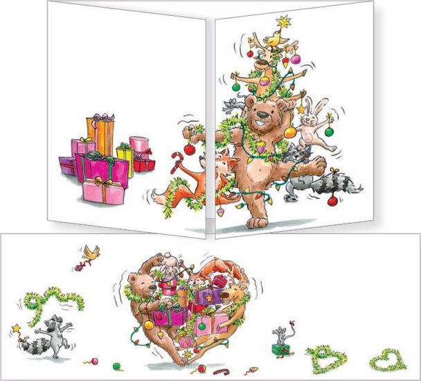kerst CT160 Cache-Cache uitklapbare kerstkaart - beer | Mano cards groothandel