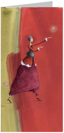 xQB24693 kerstkaart ga&euml;lle boissonnard - kerstlicht - roodbruin | Mano cards groothandel