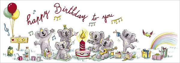 CT379 Cache-Cache uitklapbare kaart - happy birthday - koala&#039;s