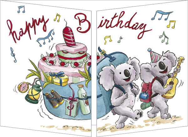 CT379 Cache-Cache uitklapbare kaart - happy birthday - koala&#039;s | Correspondances | Mano cards groothandel