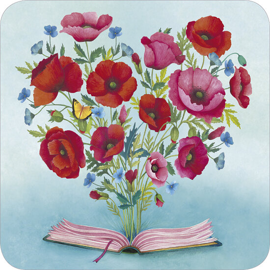 BAR322 kaart M.M.- open boek met bloemen | Code 5 | Mano cards groothandel