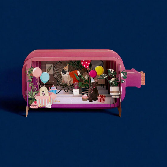 MIB354 Message in a Bottle kaart - honden| mano cards groothandel