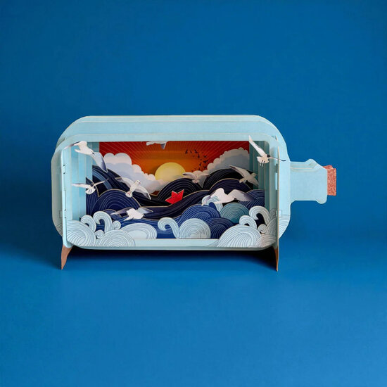 MIB357 Message in a Bottle kaart - schip en zee | mano cards groothandel