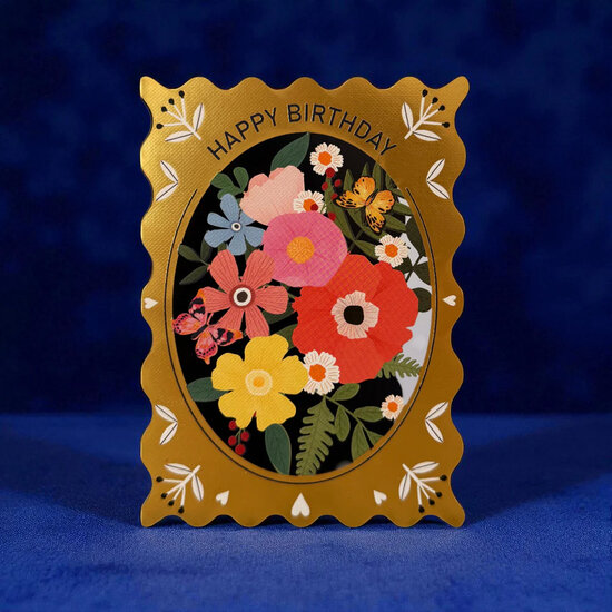 AL287 Laser uitgesneden wenskaart - birthday bloemen | Alljoy design | Mano cards groothandel