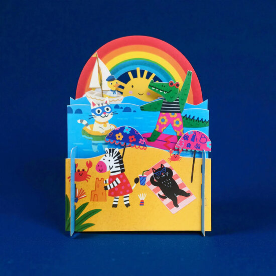 AJD-KID049 Kids pop-up kaart - zomerstrand | mano cards groothandel