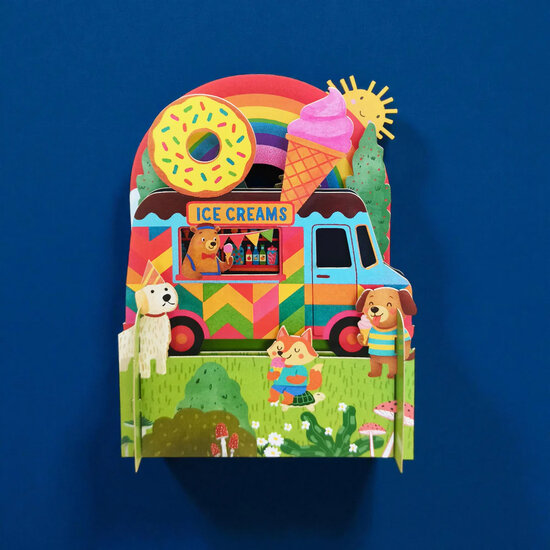 AJD-KID053 Kids pop-up kaart - ijsco bus | mano cards groothandel