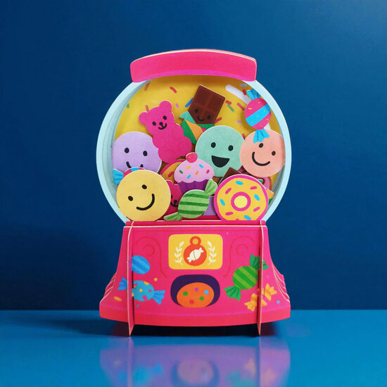 AJD-KID054 Kids pop-up kaart - kauwgum machine | mano cards groothandel