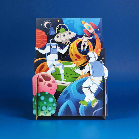 AJD-KID055 Kids pop-up kaart - in de ruimte | mano cards groothandel