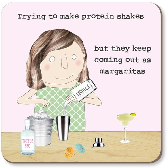 CST114 &ndash; Rosie made a thing onderzetter - protein shakes | Mano cards groothandel