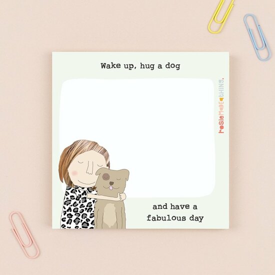 SJ010 zelfklevende memoblaadjes - sticky notes - Rosie made a thing - hug a dog  (10 x 10 cm) | mano cards groothandel