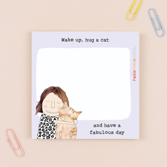 SJ011 zelfklevende memoblaadjes - sticky notes - Rosie made a thing - hug a cat  (10 x 10 cm) | mano cards groothandel