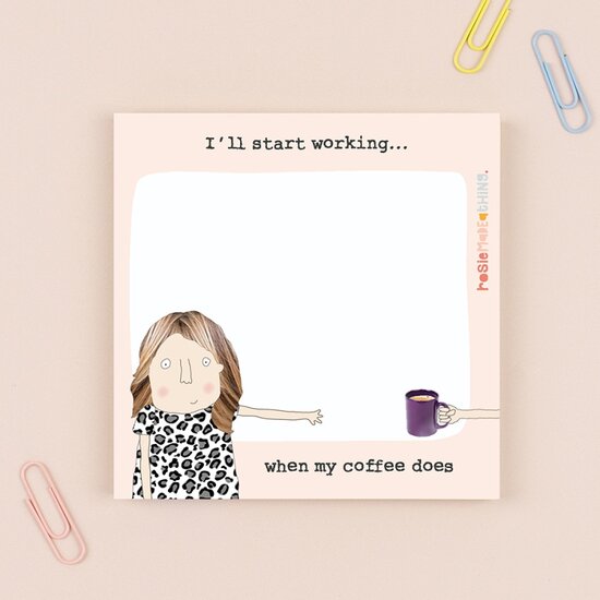 SJ013 zelfklevende memoblaadjes - sticky notes - Rosie made a thing - start working  (10 x 10 cm) | mano cards groothandel
