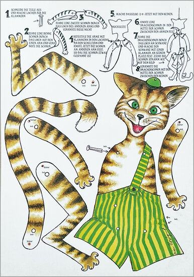 A4 1082 ansichtkaart - Pettson en Findus - trekpop van Findus | Hjelm | Mano cards groothandel