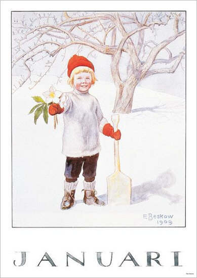 A4 maanden poster 838 - elsa beskow - januari | Mano cards groothandel