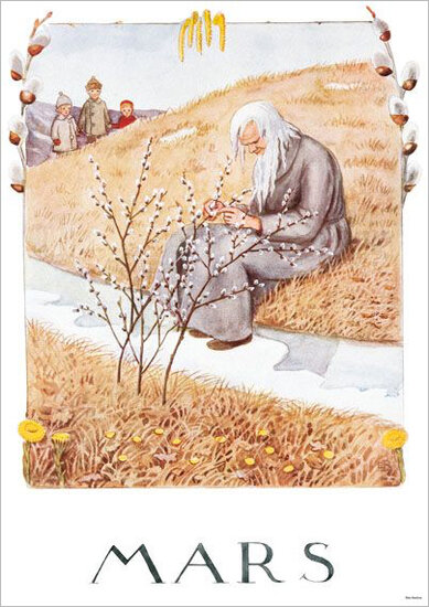 A4 maanden poster 840 - elsa beskow - mars | Mano cards groothandel