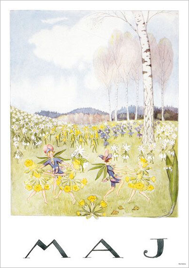 A4 maanden poster 842 - elsa beskow - maj | Mano cards groothandel