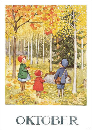 A4 maanden poster 847 - elsa beskow - oktober | Mano cards groothandel