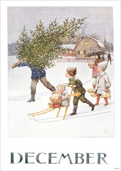 A4 maanden poster 849 - elsa beskow - december | Mano cards groothandel
