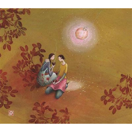 QB25143 wenskaart gaelle boissonnard - vriendschap bij maanlicht | Mano cards groothandel