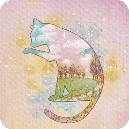 BAR328 Jehanne Weyman kaart - pastel maan kat | Code5 | Mano cards groothandel