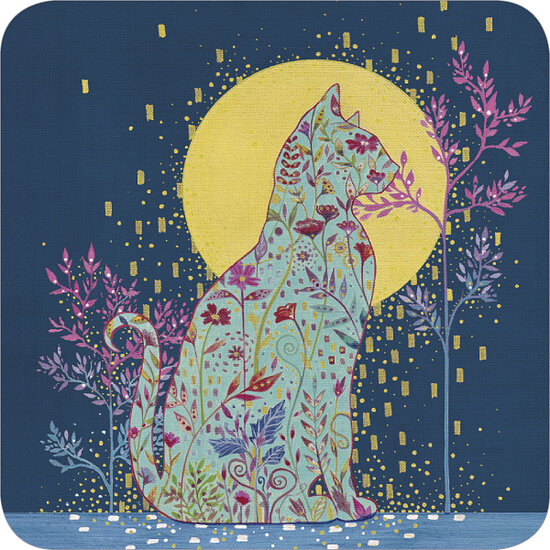BAR329 Jehanne Weyman kaart - kat in maanlicht | Code5 | Mano cards groothandel