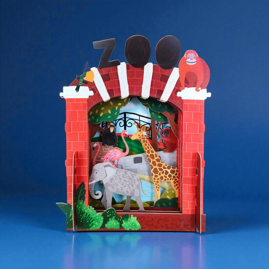 MN091 Miniature pop-up kaart - dierentuin | Alljoy design | Mano cards groothandel
