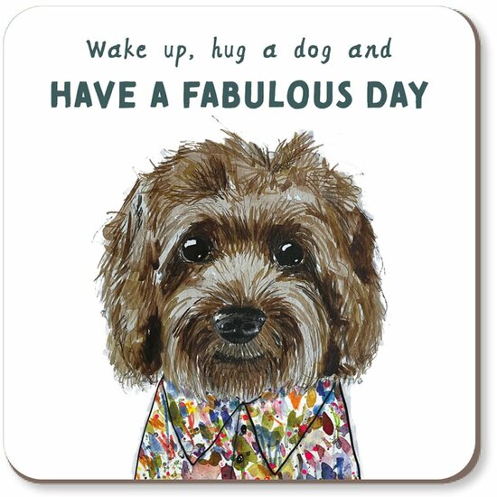 CSTtt004 &ndash; Rosie made a thing Tipp Top onderzetter - hug a dog | Mano cards groothandel