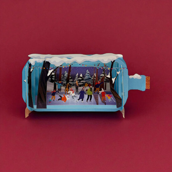 XMIB147 Message in a Bottle kerstkaart - schaatsen | Alljoy design | Mano cards groothandel
