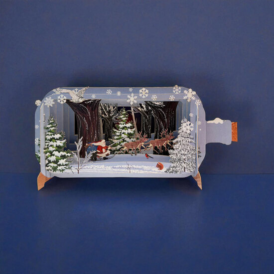 XMIB149 Message in a Bottle kerstkaart - kerstman op arrenslee | Alljoy design | Mano cards groothandel