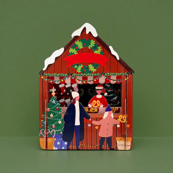 xpop062 pop-up kerstkaart - kerstmarkt | Alljoy design | Mano cards groothandel
