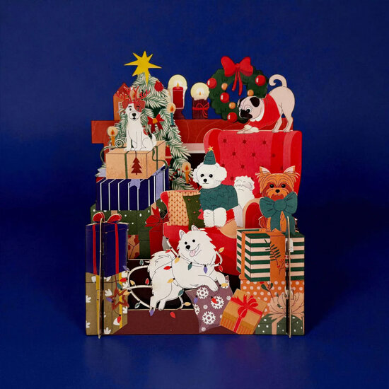 xpop068 pop-up kerstkaart - honden | Alljoy design | Mano cards groothandel
