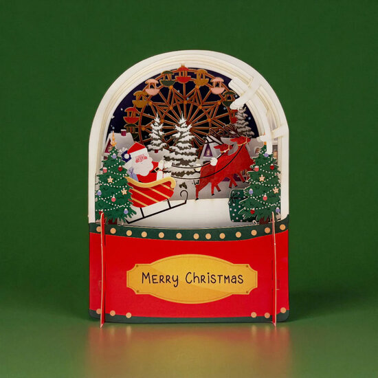 xpop070 pop-up kerstkaart - kerstman op slee | Alljoy design | Mano cards groothandel