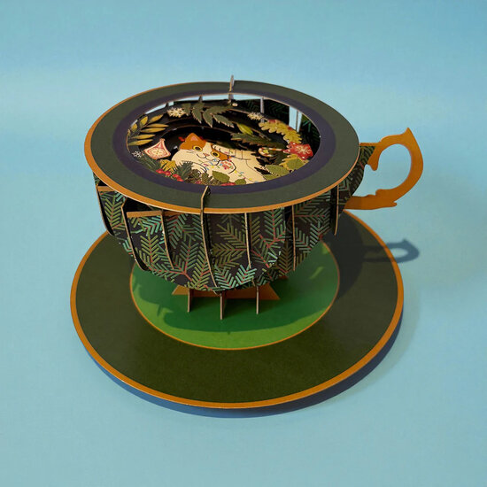 XTEA003 a Cup of Tea kerstkaart - kat| mano cards groothandel