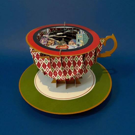 XTEA007 a Cup of Tea kerstkaart - kerstdorp | mano cards groothandel