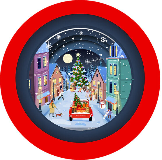 XTEA007 a Cup of Tea kerstkaart - kerstdorp