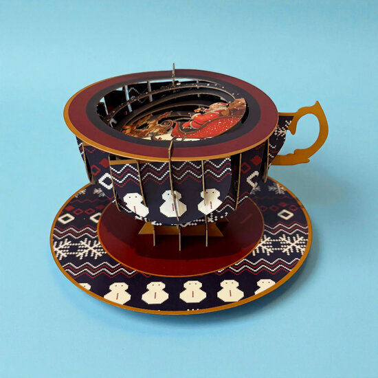XTEA009 a Cup of Tea kerstkaart - kerstman op slee | mano cards groothandel