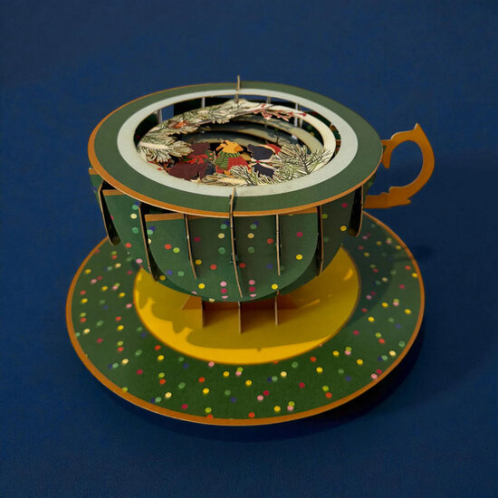 XTEA011 a Cup of Tea kerstkaart - kersthonden | mano cards groothandel