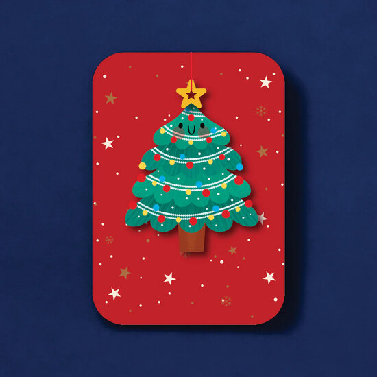 WHC111 kerstkaart met houten hanger - kerstboom | Alljoy design | Mano cards groothandel