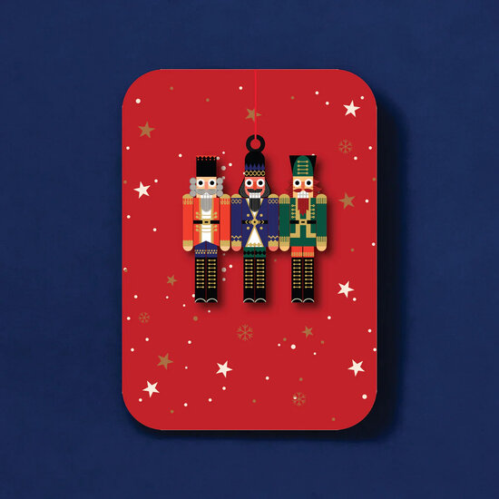 WHC113 kerstkaart met houten hanger - notenkraker | Alljoy design | Mano cards groothandel
