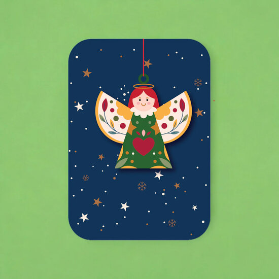 WHC115 kerstkaart met houten hanger - kerstengel | Alljoy design | Mano cards groothandel