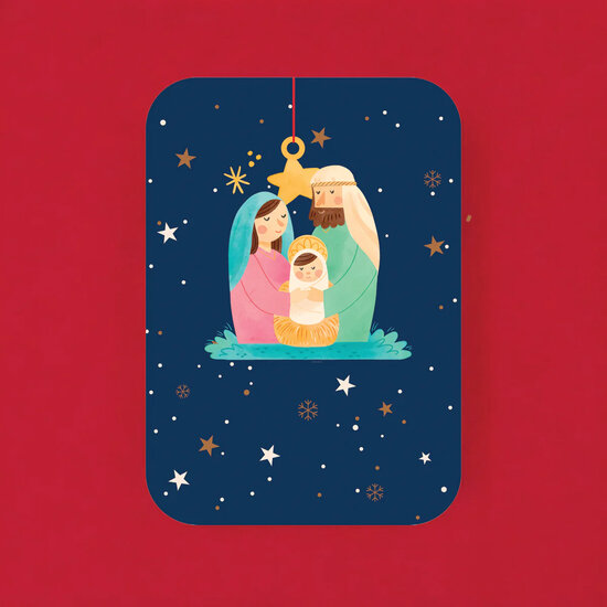 WHC118 kerstkaart met houten hanger - kerststal | Alljoy design | Mano cards groothandel