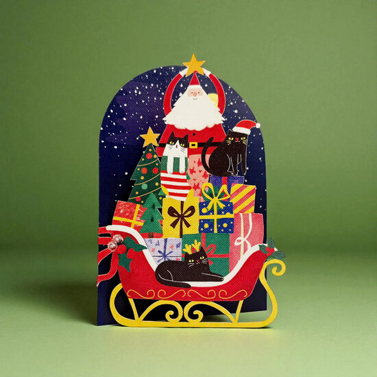 cms070 lasergesneden kerstkaart - kerstman| Alljoy design | Mano cards groothandel
