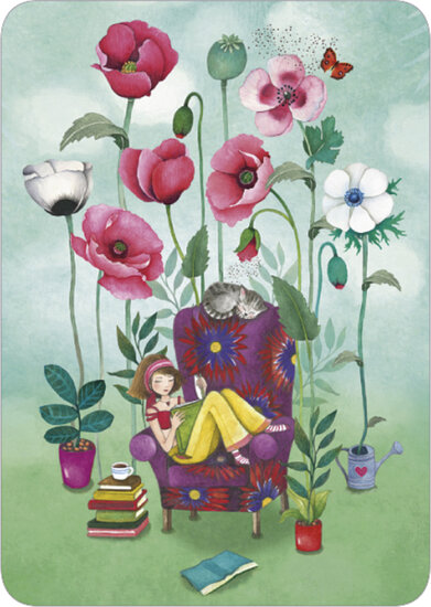 C120 Mila ansichtkaart - boek lezen | Code 5 | mano cards groothandel