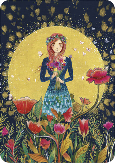 C124 Jehanne Weyman ansichtkaart - vrouw met bloemen | Code 5 | mano cards groothandel