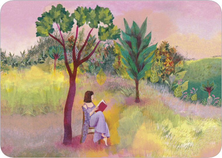 C205 Izou ansichtkaart - lezen in de natuur  | Code 5| mano cards groothandel