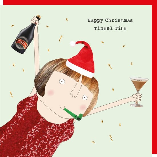 xGF121 &ndash; Rosie made a thing kerstkaart - tinsel tits | Mano cards groothandel