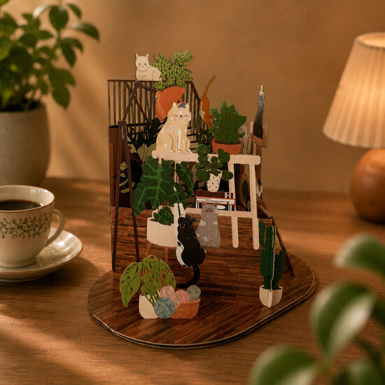 LTC002 3D pop-up kaart Little Moments - katten en planten | Alljoy design | Mano cards groothandel