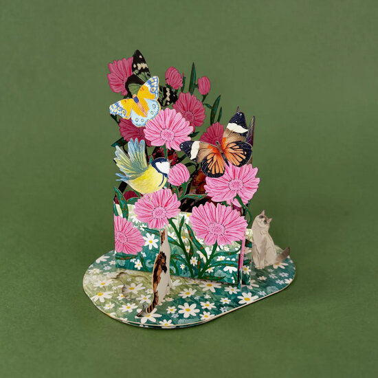 LTC003 3D pop-up kaart Little Moments - bloementuin